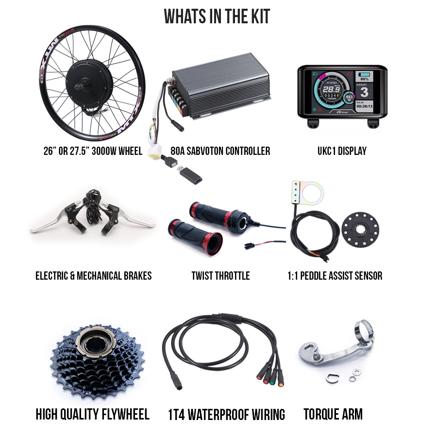 Solosbikes 72V 3000w E bike conversion Kit with 80A Sabvoton Controller SOLOS BIKES