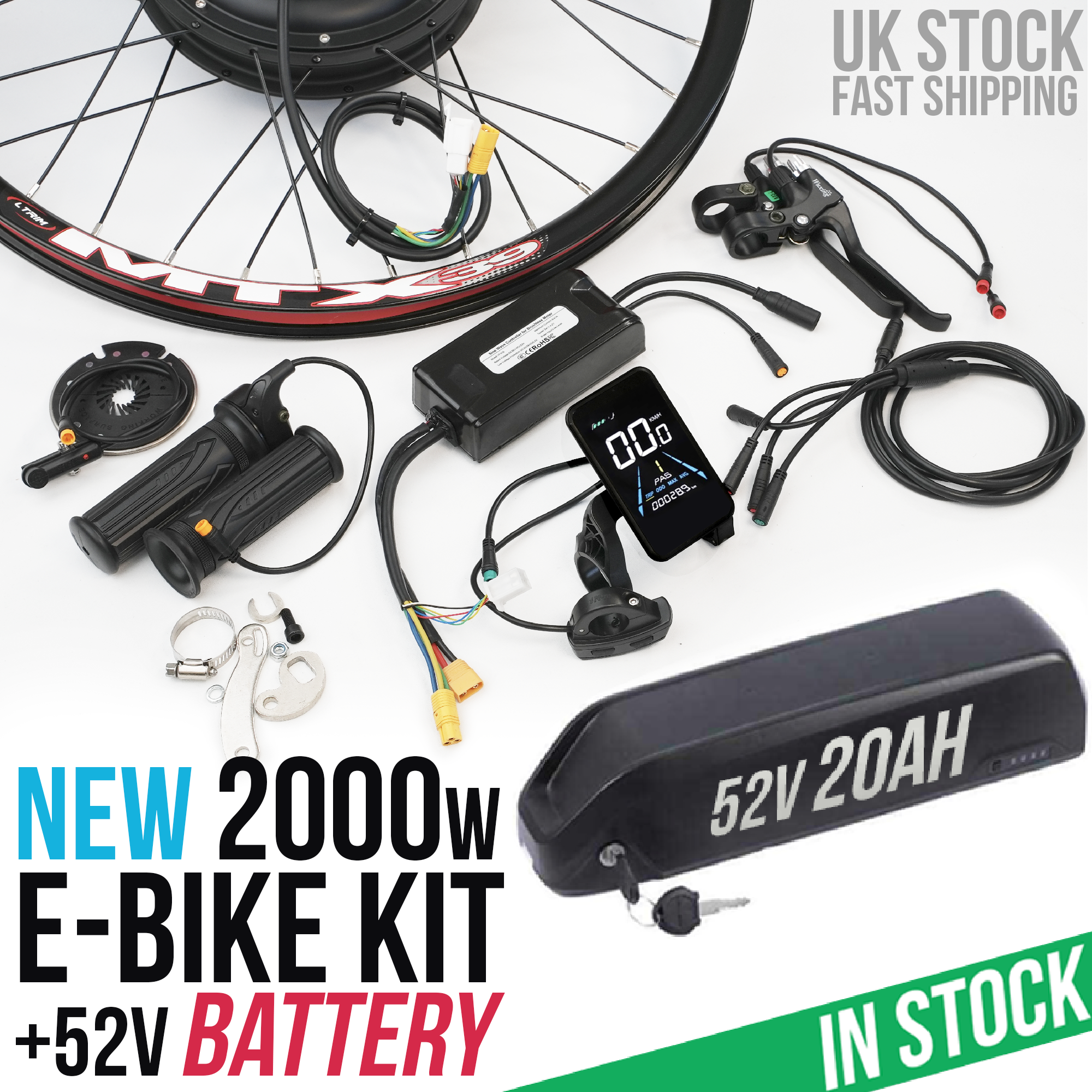 UK 2000w ebike kit 52v 20Ah Battery 26